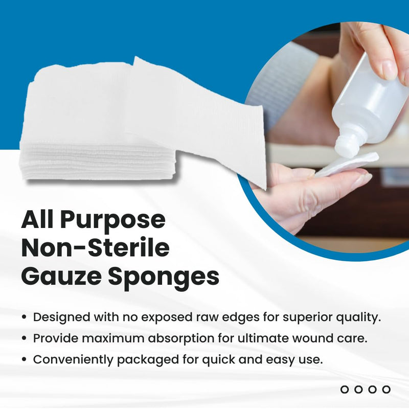 [Australia] - Dealmed Non-Woven Gauze Sponges - 4-Ply, 4" x 4" All-Purpose Non-Sterile Absorbent Dental Gauze Wound Care for First Aid Kit/Medical Facilities, 200 Count (Pack of 4) Pack of 4 