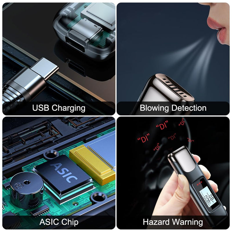 [Australia] - Portable Breathalyzer High Precision Alcohol Tester with LED Digital Display, Drunk Alarm Reminder for Home or Party Use 
