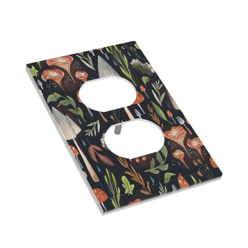 [Australia] - Boho Mushroom Forests 1 Gang Outlet Plate Covers Decorative Single Duplex Wall Plate Electrical Receptacle Light Switch Cover Art Faceplate Switchplate for Home Kids Nursery Room Decor 1 Gang Duplex Wall Plate/Mid Boho Mushroom Kids 