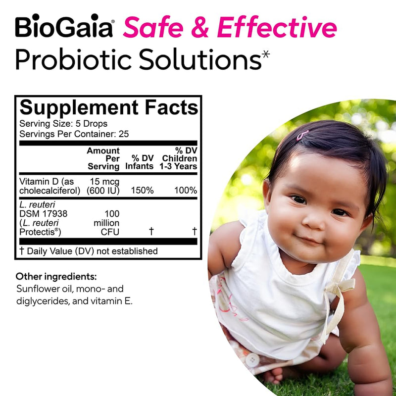 [Australia] - BioGaia Immune Active Baby Probiotic Drops + Vitamin D | for Babies & Toddlers 0-36 Months | Supports Digestive & Immune Health | Allergen, Dairy, Soy & Gluten Free | Backed by 30 Years of Research 0.17 Fl Oz (Pack of 1) 