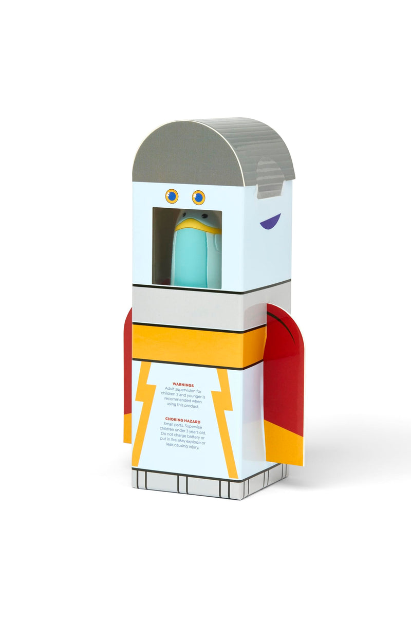 SuperMouth Turbo Twins Sonic Toothbrush – Battery-Powered, Soft Bristles, Flashlight to See Kids’ Mouth, Soothes Teething & Cleans Teeth for Ages 0-36 Months, Augmented Reality Sticker Included Blue 0-36 Months