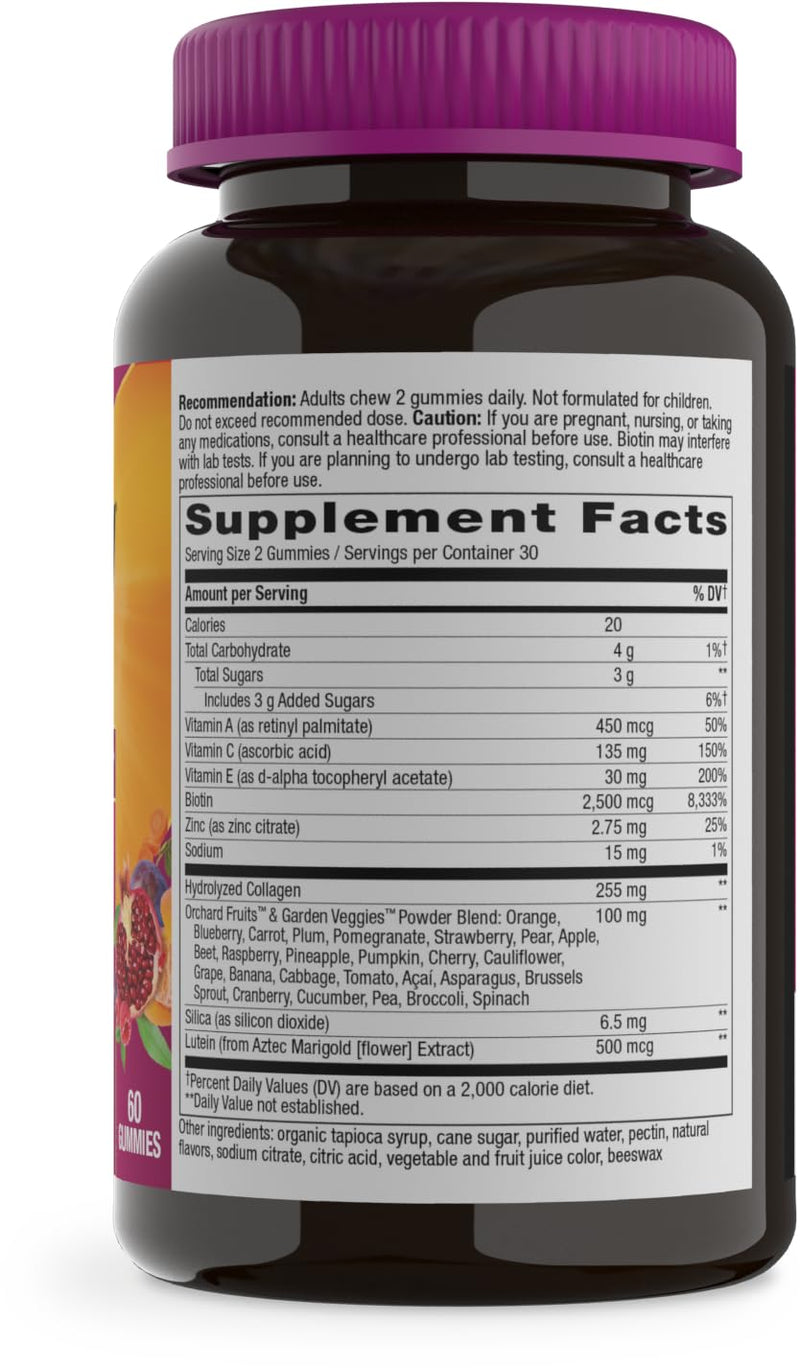 Nature's Way Alive! Premium Hair, Skin & Nails Gummies, Strawberry, 60 ct | Daily Gummy with Collagen and Biotin, Advanced Beauty Formula Supplement with High Potency Antioxidant Vitamins C & E*