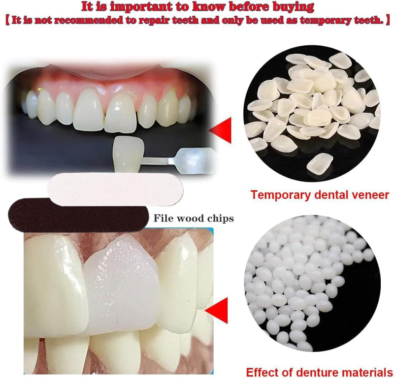 VEZE Tooth Repair Kit-Thermal Fitting Beads Granules and Fake Teeth for Temporary Fixing Missing and Broken Tooth, Moldable Fake Teeth and Thermal Beads Replacement Kit.【Teeth - Piece Yellow】 Teeth - Piece Yellow