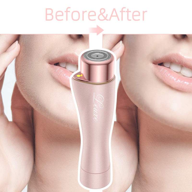 [Australia] - Facial Hair Remover for Women, Leuxe Painless Hair Removal Waterproof Shaver Razor with LED Light for Peach Fuzz Fine Hair Chin Cheek Upper Lip (Rose) Rose 