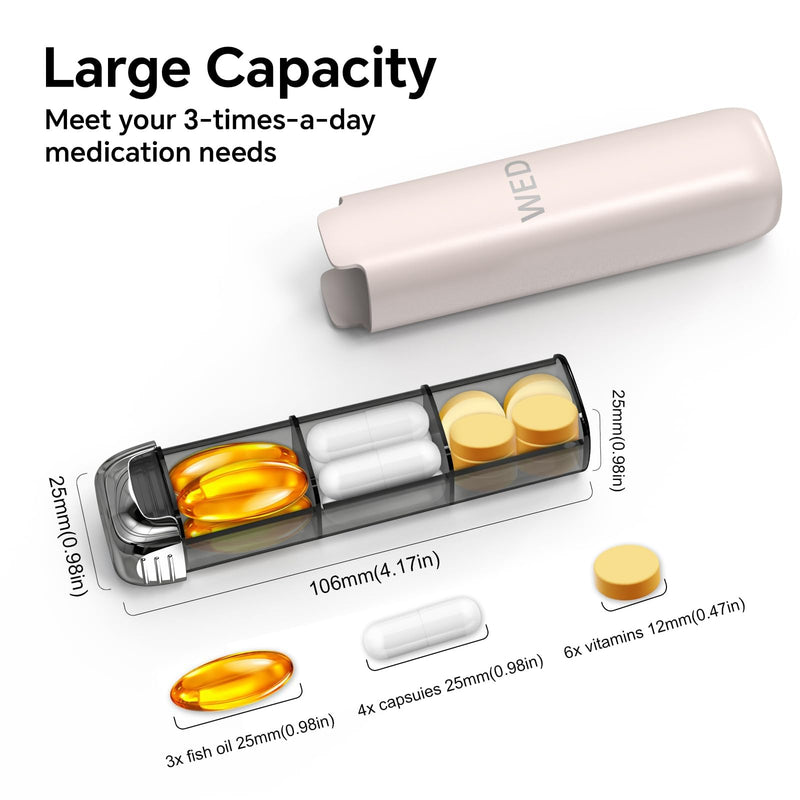 Weekly Pill Organizer 3 Times A Day, 7 Day Travel Pill Box, Pink | Pill Organizer 3X a Day for Women, Compact And Portable, Detachable Daily Compartments For Vitamins And Supplements