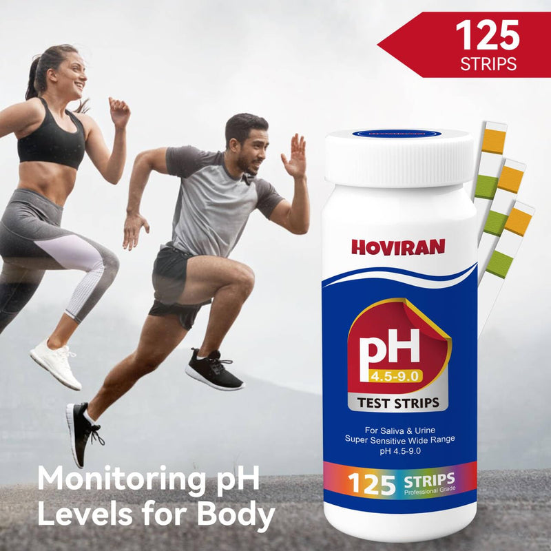 pH Test Strips for Saliva & Urine, Monitor Your pH Level from 4.5-9.0 | 125 Urine Test Strips for Tracking Alkaline & Acid Levels in Body