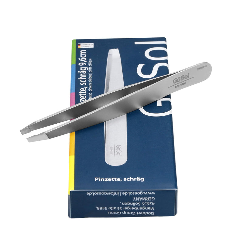 Tweezers - Professional Slanted Eyebrow Tweezers for Women and Men, 420 Stainless Steel Precision Tweezers for Women Facial Hair Removal, Expert Hair Plucker, 0 Gap, Painless Hair Extraction Silver-slanted