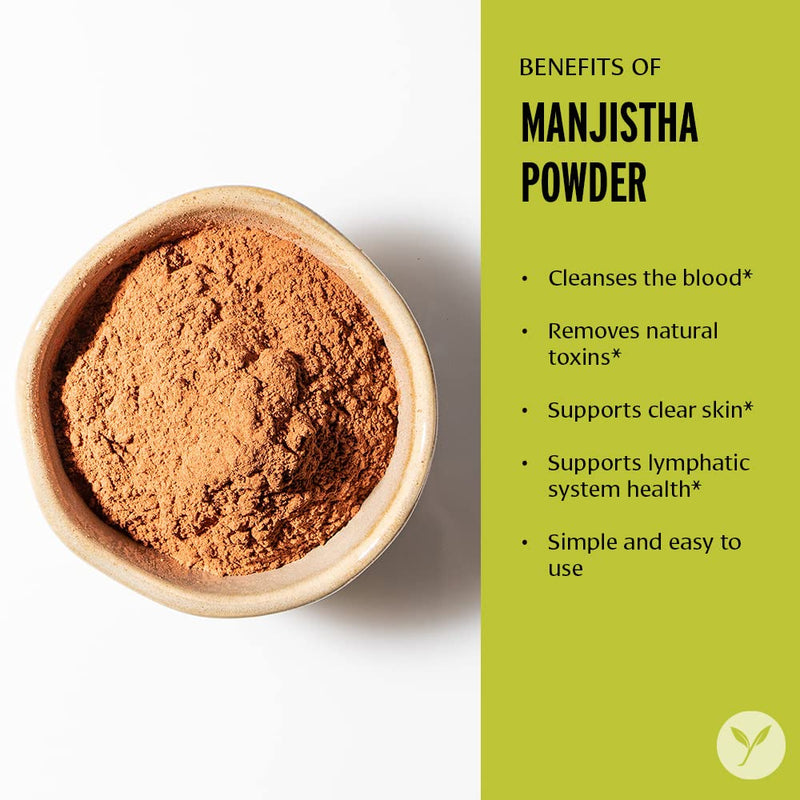 [Australia] - Banyan Botanicals Manjistha Powder, 1/2 Pound - USDA Organic - Rubia cordifolia - Cleanses The Blood & Lymph - Ayurveda 8 Ounce (Pack of 1) 