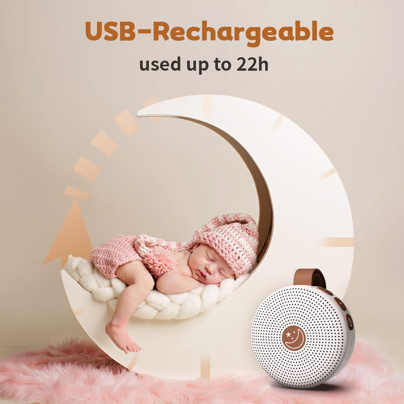[Australia] - Mini Sound Machine Portable Baby White Noise Machine Brown Noise Machine with 30 Soothing Sounds for Kids Adults Auto-Off Timer 32 Volume Levels Battery Sleep Machine for Home Office Privacy & Travel 
