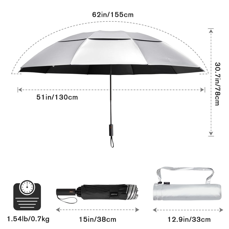 Prospo UPF 50+ UV Protection Umbrella Sun Blocker 46Inch + 62 Inch Large Compact Folding Travel Umbrella Auto Open Close Sun Shade for Women Men