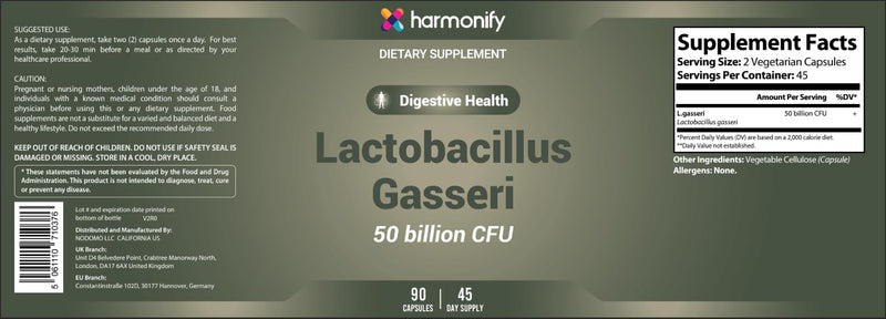 Lactobacillus Gasseri 50 Billion CFU – High Strength Probiotic Supplement – Gut, Digestive & Weight Management Support – 90 Vegetarian Capsules – Vegan & Non-GMO – 45 Day Supply