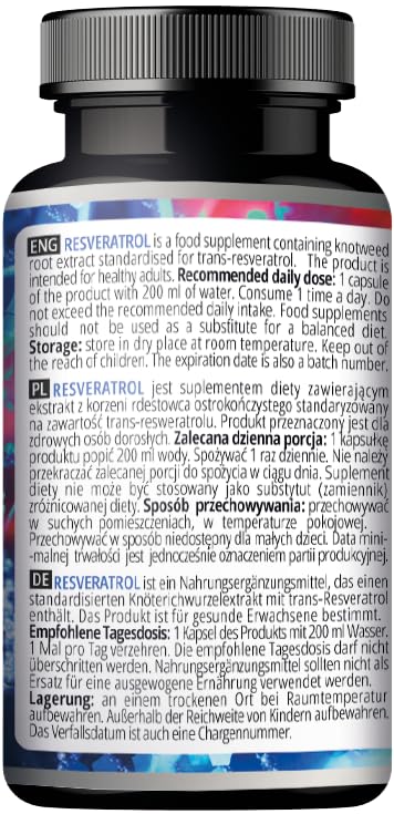 Resveratrol Max - 500 mg per Capsule - 60 Vegan Capsules - High Purity 98% Extract - Supports Circulatory Health - Natural Antioxidant - Dietary Supplement by Apollo's Hegemony Unflavoured