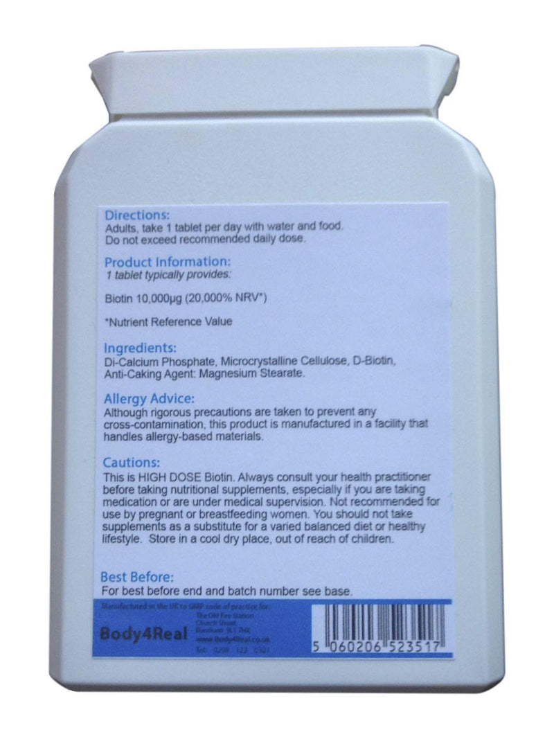 Biotin High Dose Food Supplement 10,000 UG (mcg)