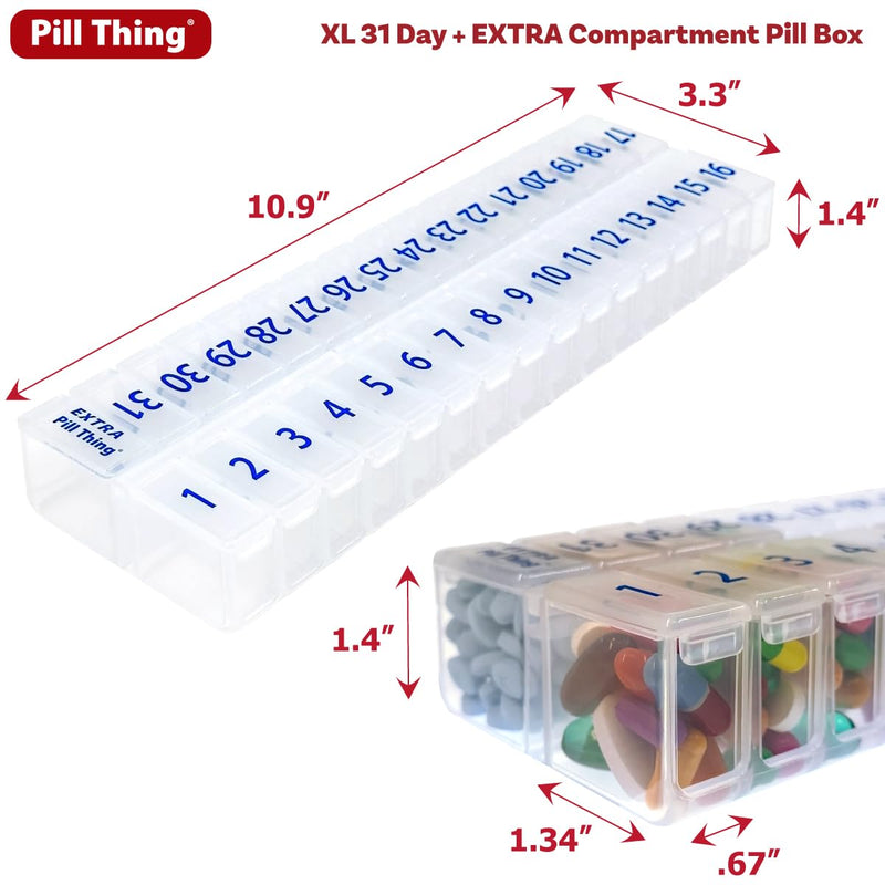 XL Twice-a-Day Monthly Pill Box Planner Set, 31 Day AM & PM Medication Organizer, 2 Vitamin Holders for One Month (XL - 31 Day AM/PM - Blue) XL - 31 Day AM/PM - Blue