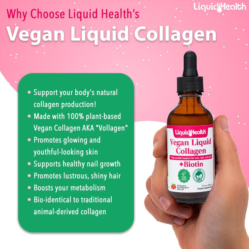 LIQUIDHEALTH Vegan Liquid Collagen Plus Biotin Drops & Complete Multiple Adult Daily Multivitamin Wellness Bundle - Hair & Nail Growth, Skin Health, Immune & Energy Support - USA Made, Vegan, Non-GMO