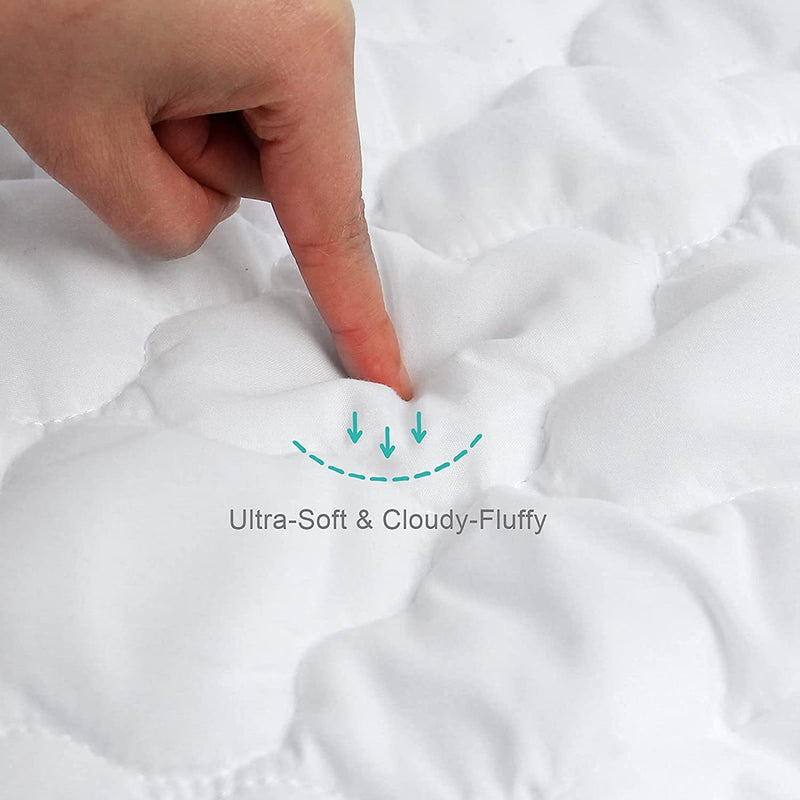 [Australia] - Crib Mattress Protector Sheets Fitted Waterproof Crib Mattress Pad Cover, Noiseless & Machine Wash 100% Absorbent Crib/Toddler Mattress Protector Sheet Quilted, White, 52" x 28" 52 X 28 Inch 1 