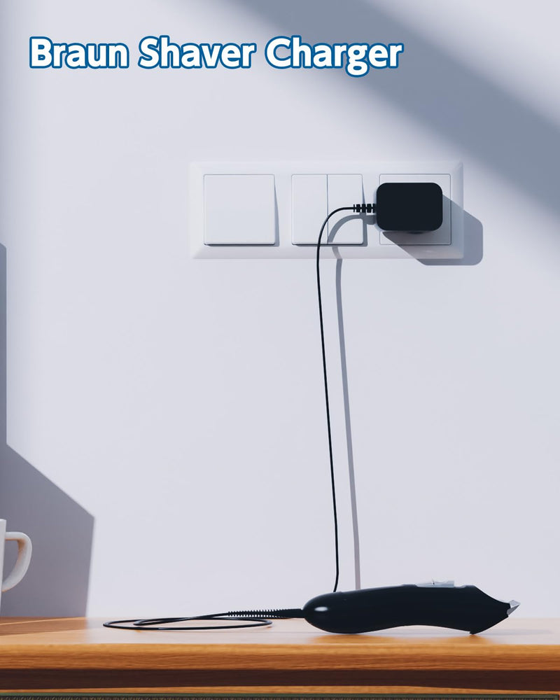 [Australia] - 12V charging cable charger for Braun shaver series 9 8 7 6 5 3 1 Silk epil series 9 7 5 type 492 5544 5542 5210 5408 3030s 3020s 3010s 3090cc 5050cc 190s 790cc 760cc epilator power supply charger cable 1.5m 