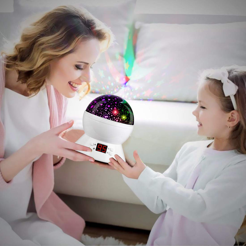 [Australia] - MOKOQI Star Night Light Projector for Kids with Timer - Glow in The Dark Stars and Moon, Best Gift for 1-14 Years Old White 