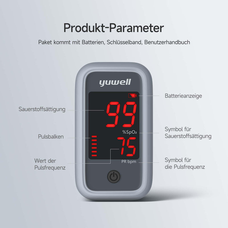[Australia] - Yuwell pulse oximeter, oxygen saturation meter fingertip with heart rate measurement YX105 