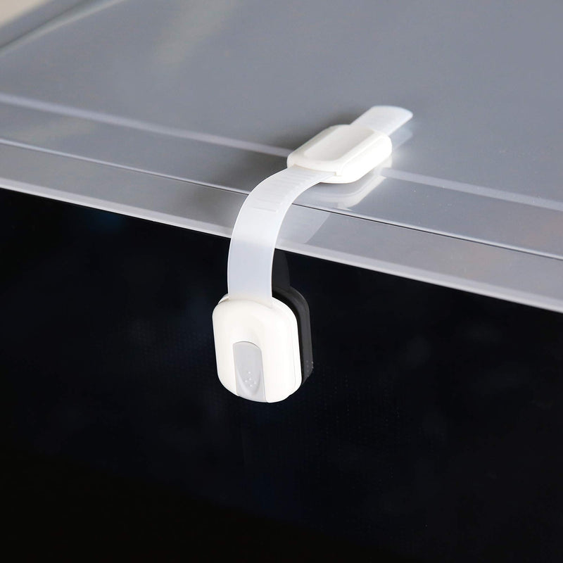 [Australia] - 12 Pack Vmaisi Multi-Use Adhesive Straps Locks - Childproofing Baby Proofing Cabinet Latches for Drawers, Fridge, Dishwasher, Toilet Seat, Cupboard, Oven,Trash Can, No Drilling (White) (12) 12 