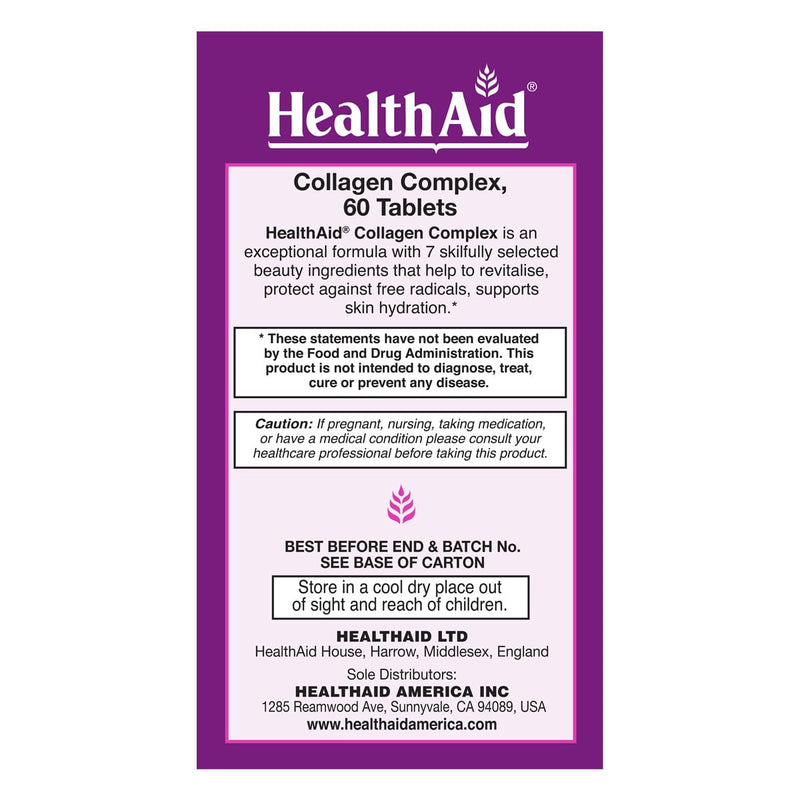 HealthAid Marine Collagen Complex – Hydrolyzed Collagen with Hyaluronic Acid, Vitamin C, E & Zinc – Supports Skin Hydration, Elasticity & Healthy-Looking Skin – 60 Tablets (2 Daily)*