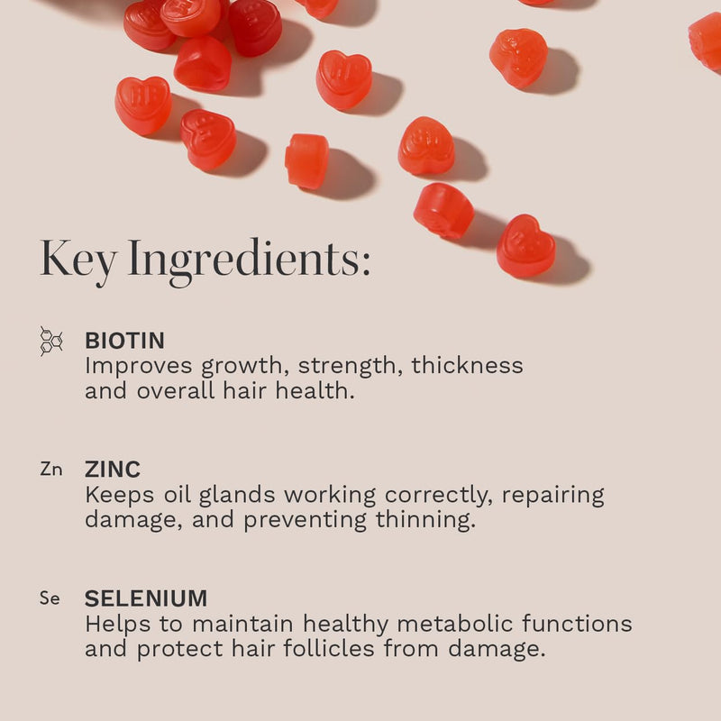 HAIR BURST Biotin Gummies for Hair Growth — Hair, Skin & Nails Vitamin Supplement, Reduces Breakage, Promotes Healthier Thicker- Daily Chewable Vitamins - 60 Day Supply