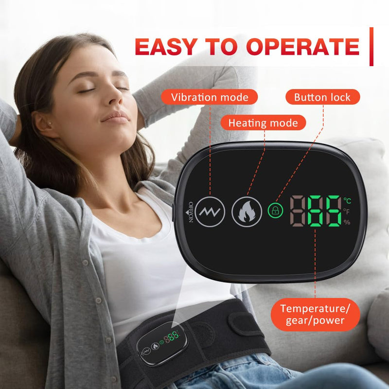 Cordless Massage Heating Pad for Back Lumbar Abdomen, 103 Red Light Beads, 3 Heat & 3 Vibration Modes, 5000mAh Battery, Waist Heated Brace Belt for Period Cramps