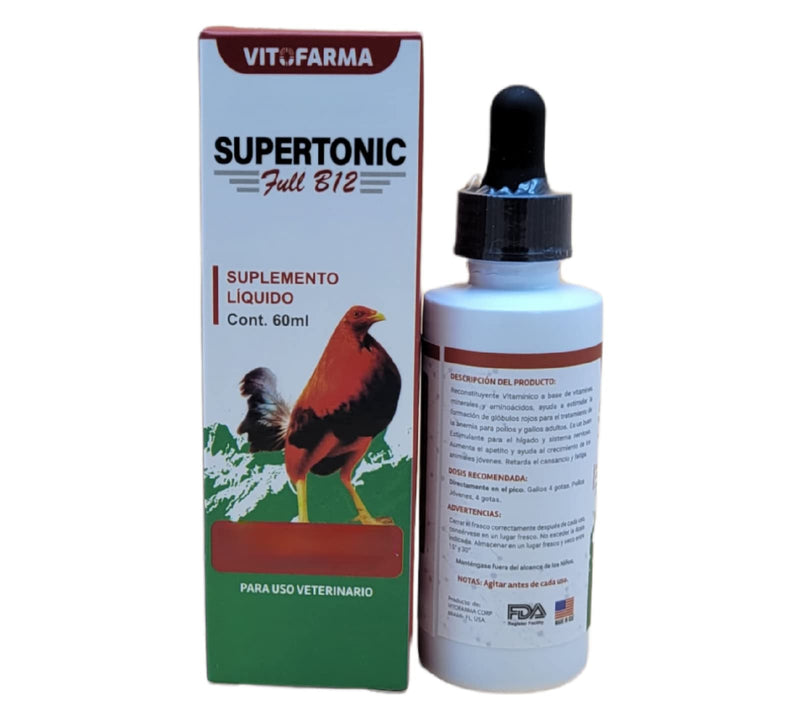 Supertonic Full B12 for Rooster - Multivitamin boosters for Roosters, Vitamin Recovery Liquid 60ml