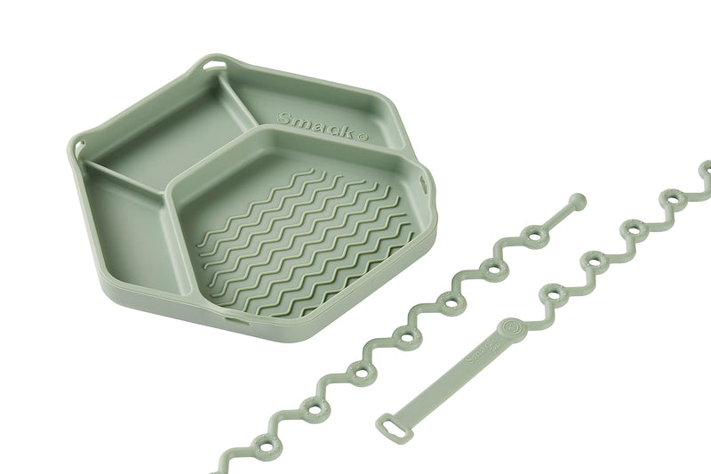 [Australia] - The Original All-in-one Suction Plates + Safety Toy Straps - Silicone Suction Plates for Toddlers + Baby - First Foods + Self-Feeding. Comes with 2 straps (Cambridge Blue) Cambridge Blue 