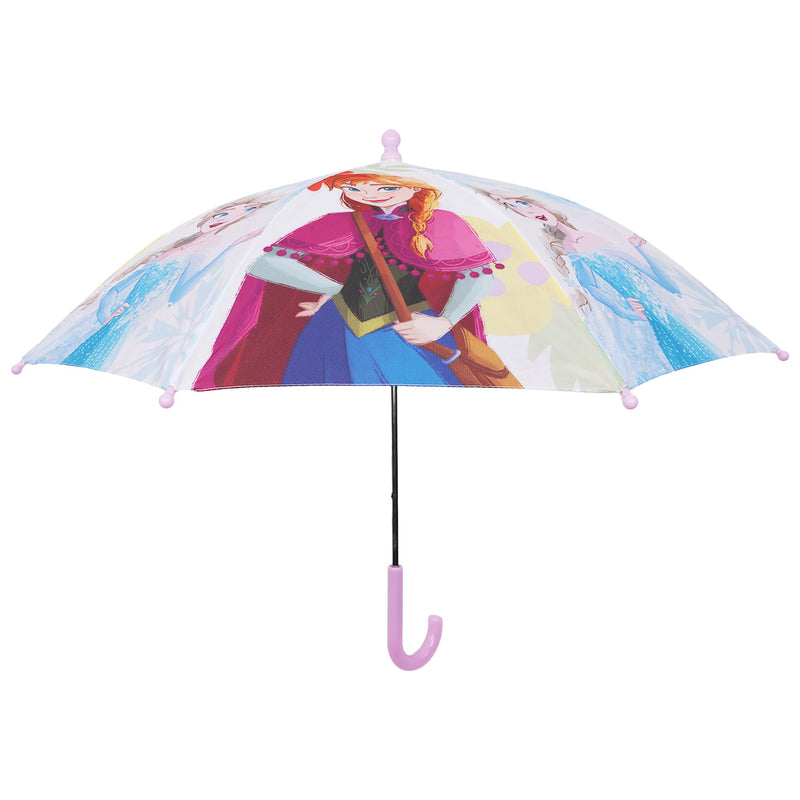 Disney Frozen Kids Umbrella, Purple | Elsa and Anna Rain with Snowflake Print and Curved Handle