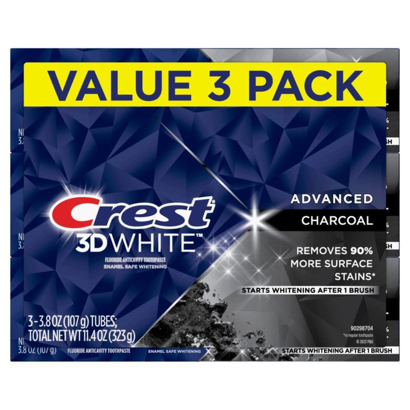 Crest 3D White, Charcoal Whitening Toothpaste, 3.8 Oz (Pack of 3) 3.8 Ounce (Pack of 3)