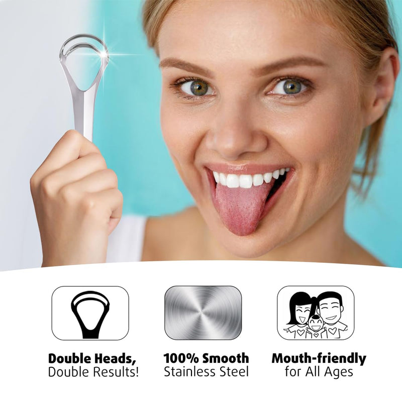[Australia] - Tongue Scraper, Stainless Steel Tongue Scraper for Kids & Adults, Metal Tongue Scraper with Travel Case - 100% Remove Bad Breath - 3 Pack Tongue Scraper 3 Pack - Silver 