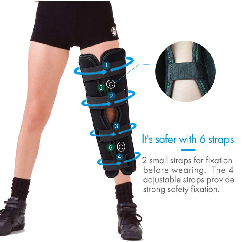 [Australia] - 3-Panel Knee Immobilizer Full Leg Support Brace, Aluminum alloy Straight Knee Splint - for Knee Pre-and Postoperative & Injury or Surgery Recovery (Update Size M) Update Medium 