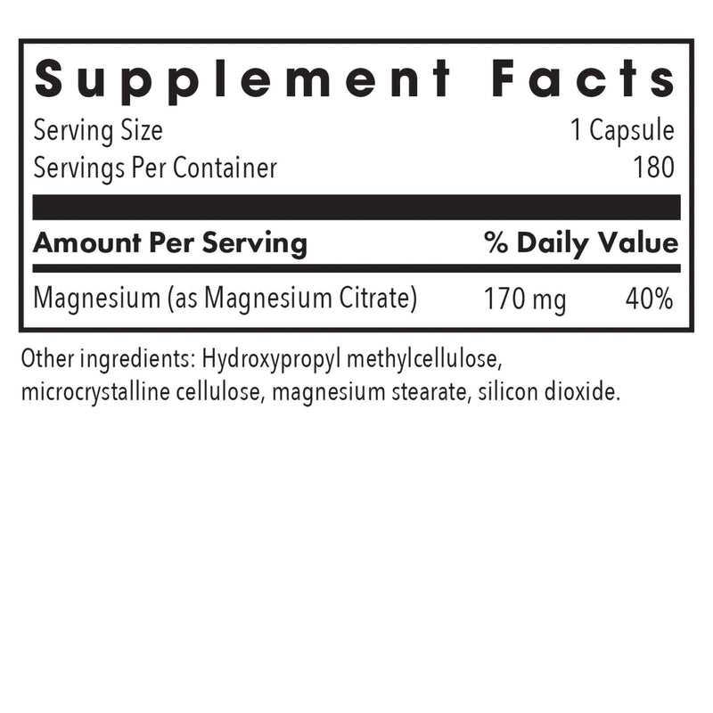 Allergy Research Group Magnesium Citrate 180 vcaps