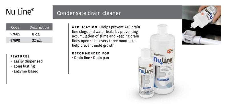 [Australia] - FAST SHIPPING! (4)-Pack NuLine HVAC Condensate Nu-Line Drain Cleaner , 8 ounce 