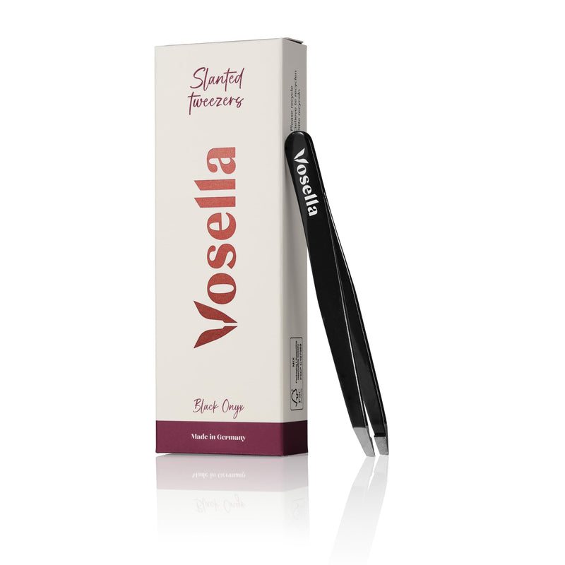 [Australia] - Vosella - Slanted tweezers for precise hair removal, stainless steel, made in Solingen - Black Onyx 