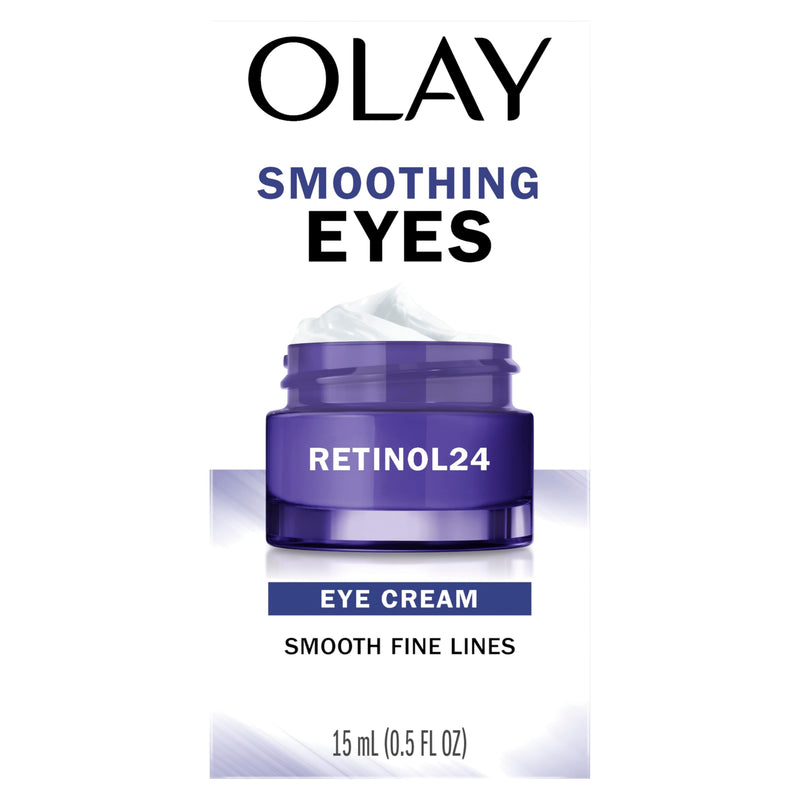 Olay Retinol 24 Night Smoothing Eye Cream, Fragrance-Free Hydrating Under Eye Treatment with Vitamin B3 and Retinol Complex for Fine Lines, Wrinkles, and Smoother Looking Skin, 0.5 Fl Oz