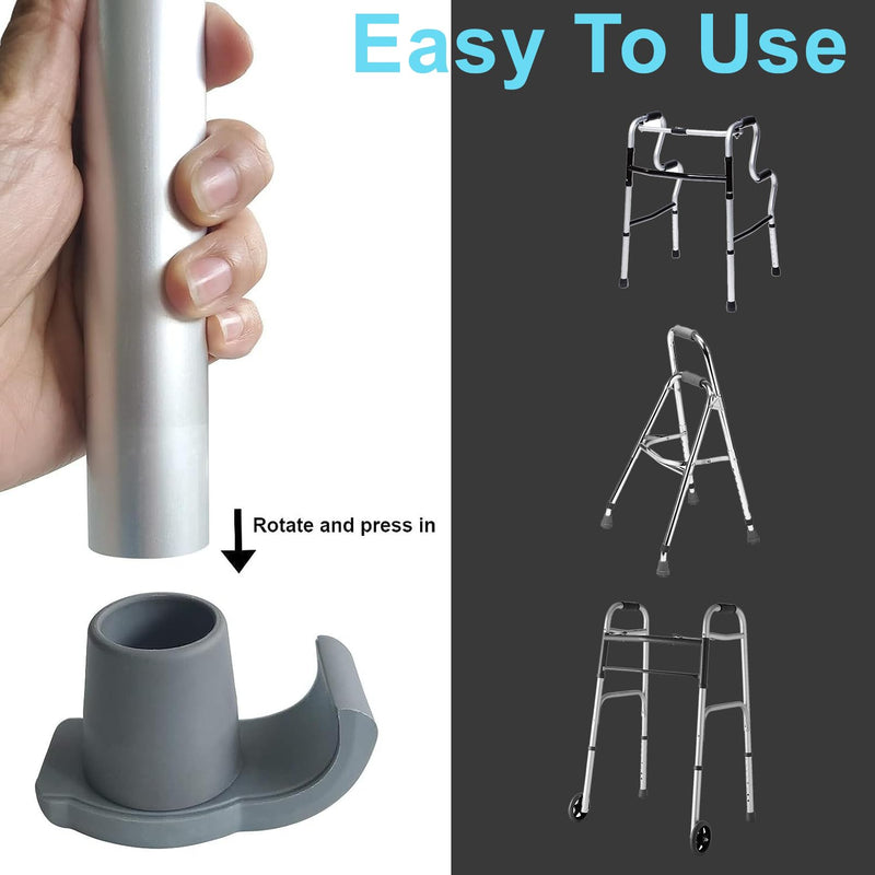 [Australia] - 4 Pack Walker Skis Glides for Folding Walkers, Walker Glides for Seniors, Essentials Walker Accessories Mobility Aid Accessory for Seniors Gray 4 