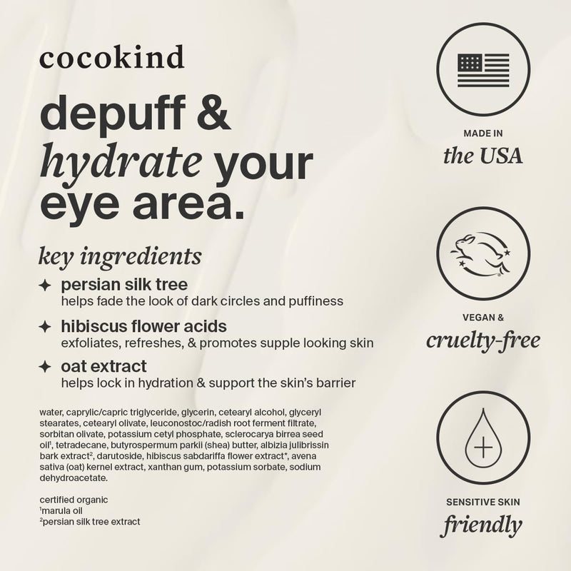 [Australia] - Revitalizing Eye Cream by Cocokind, Depuff & Reduce Fine Lines and Wrinkles, Cream for Firmer and Brighter Looking Eye Area, Hydrating with a Cool Metal Applicator Tip, 0.5 Fl Oz 