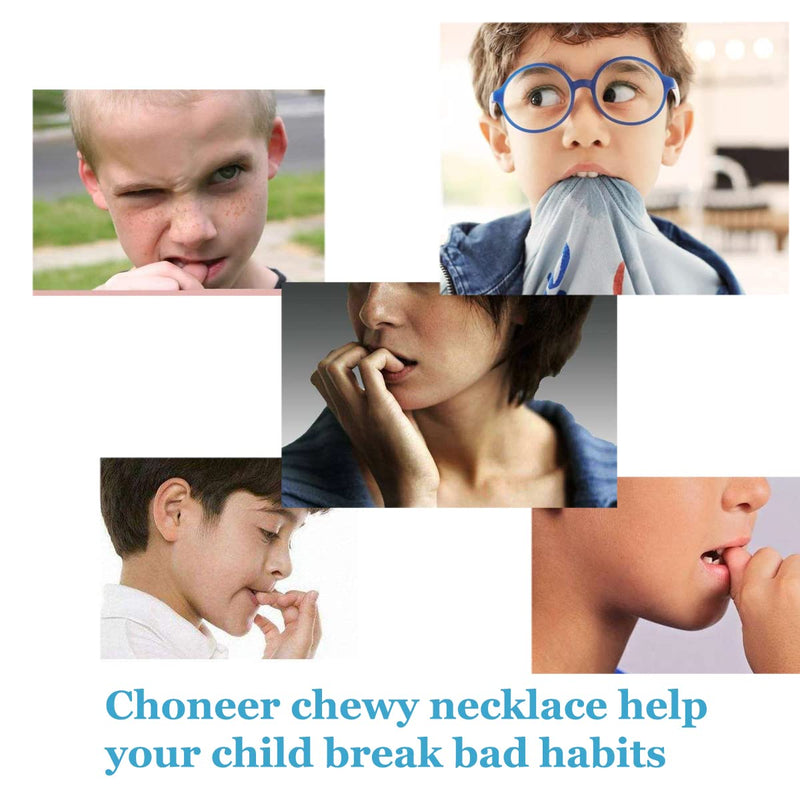 [Australia] - Chew Necklaces for Sensory Kids, 6 Pcs Chewy Necklace Teether for Boys and Girl to Chewing Biting and Teething, Silicone Chewable Fidget Necklaces for Autistic Toddlers Children Teens and Adults 