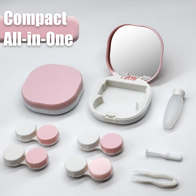 [Australia] - Contact Lens Case, Portable Contact Case with Contact Lens Applicator Tool and 3pcs Extra Solution Soaking Cases for Daily Vision Care and Outdoor Use, Travel Size (Pink) Blush Petal 