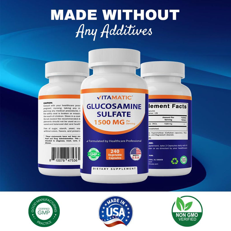 [Australia] - Vitamatic Glucosamine Sulfate Supplement, 1500mg, 120 Servings, 240 Capsules 240 Count (Pack of 1) 