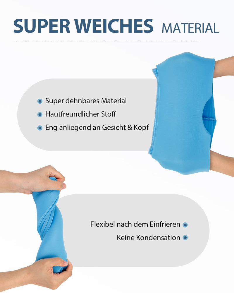 [Australia] - Comfytemp Migraine Mask Gel Cooling Mask, Stretchy Cooling Hat Sleep Mask, Cold Compression Therapy Cool Pack Face, Ice Cap for Headaches, Swollen Eyes, Sinuses, Nervousness Blue 