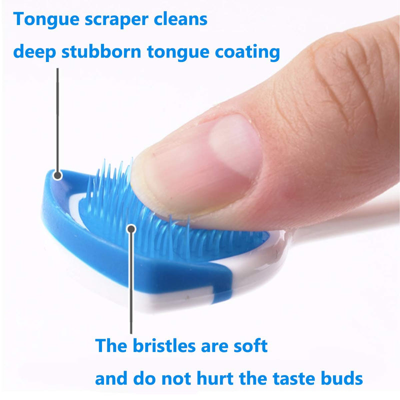 [Australia] - Tongue Brush, Tongue Scraper, Tongue Cleaner Helps Fight Bad Breath, 3 Tongue Scrapers, 3 Pack (Blue & Orange & Red) Blue & Orange & Red 