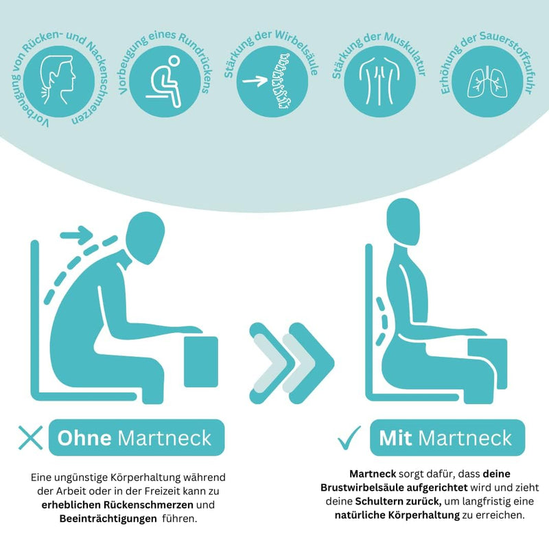 [Australia] - MARTneck® back trainer | Posture correction | Designed by sports scientists and orthopedists | Children, women, men | Free app | Support: neck, shoulder, back (L) L 