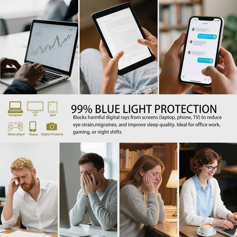 [Australia] - 2 PCS Blue Light Glasses for Woman, Blue Light Glasses Men Bluelight Blocking Glasses Eyeglasses For Reading Gaming Black + Clear Fashion 