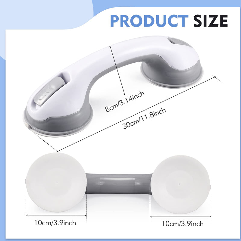 [Australia] - Grab Bars for Shower, 12 Inch Shower Handle Strong Suction Shower Grab Bar for Shower Chair Stool, Bathroom Safety Bar for Seniors, Elderly (2 Pack) 2 Suction Cups Gray 