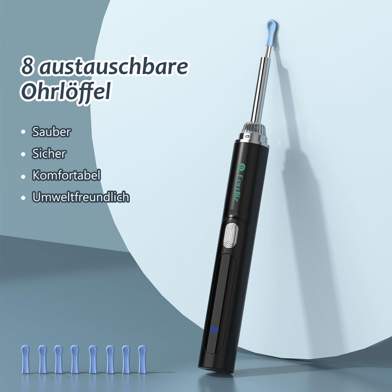 [Australia] - Earwax Remover Otoscope, Ferdiiz 1080P Ear Cleaner with Camera, IP67 Waterproof Ear Cleaning for iPhone, iPad and Android Smartphones.(Black) Black 1 