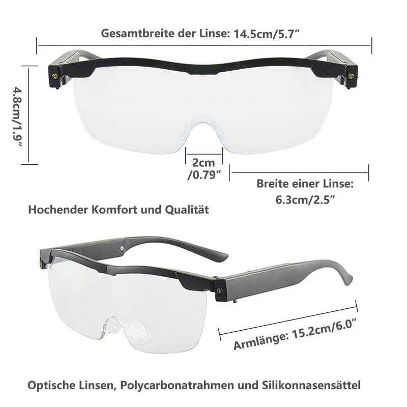 Magnifying Glasses with Light for Glasses Wearers, USB Rechargeable Battery Anti-Blue Light Reading Magnifier with Lighting for Seniors Reading, Hands-Free 180% Magnifying Glasses, Head Magnifier for