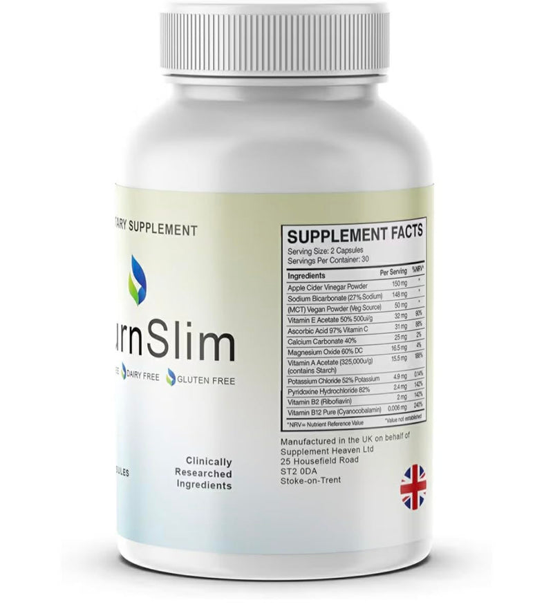 BurnSlim Metabolism Support Capsules – Clinically Researched Ingredients, Energy & Weight Management Support Supplement / 60 Capsules